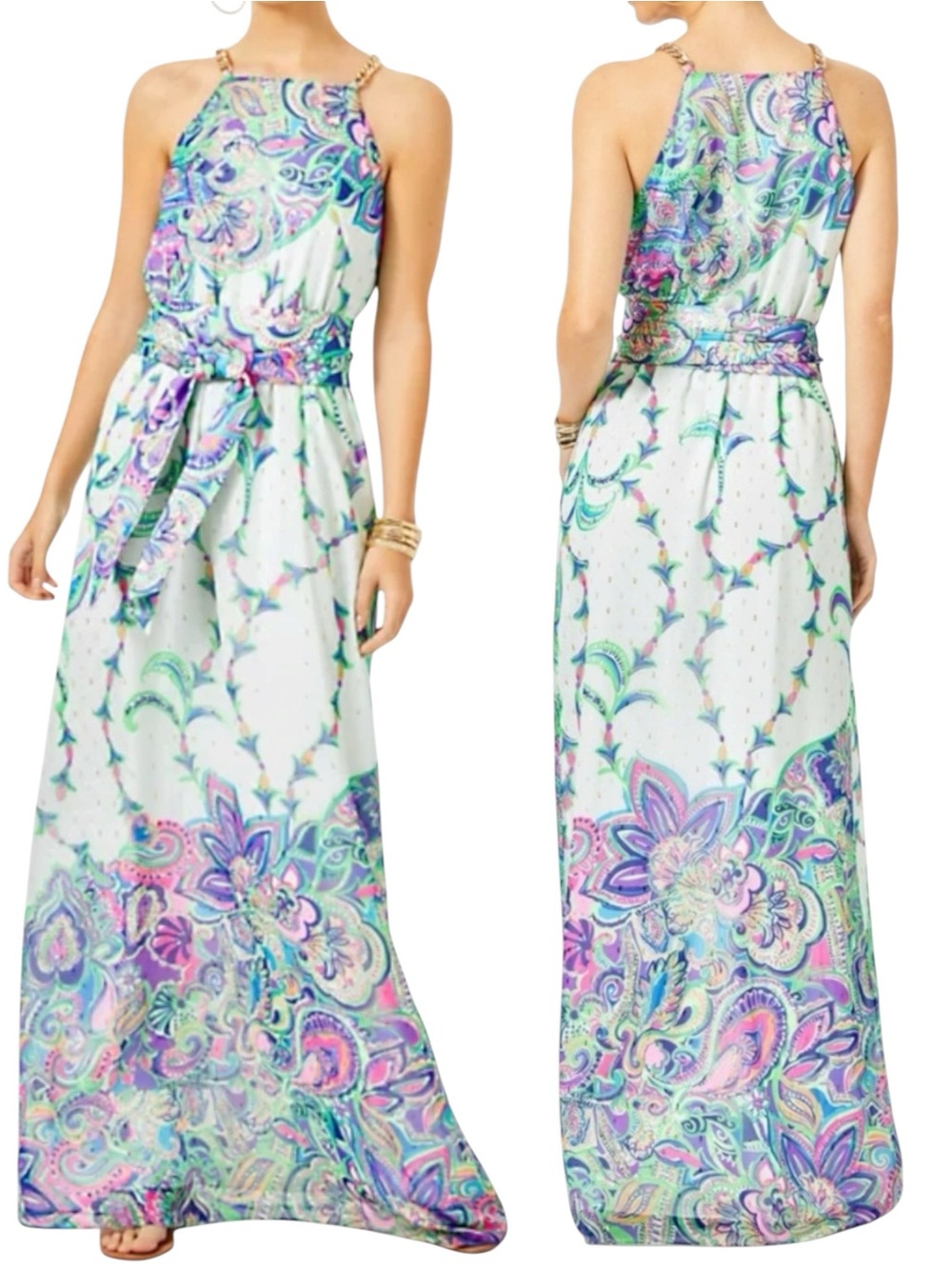 Lilly Pulitzer Tiera Multi Best Kept Secret Engineered Maxi Dress Size Small - Picture 1 of 15